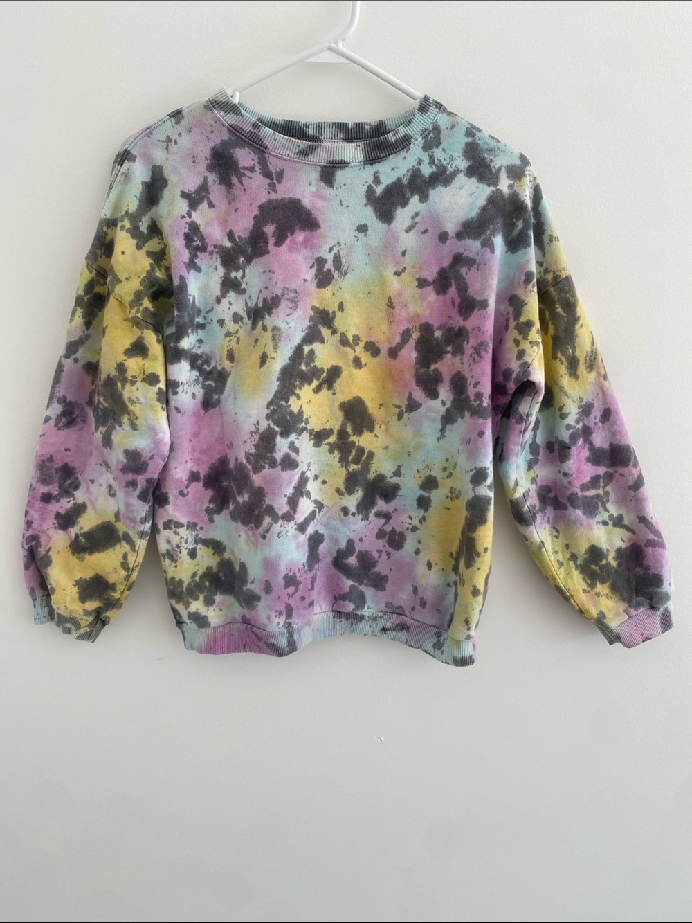 Friends + Lovers Tie Dye Boxy Colorful Crew Neck Terry Toweling Sweatshirt XS